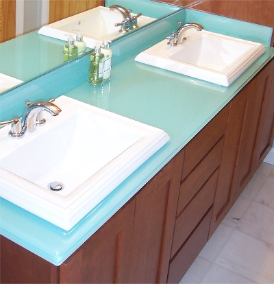 agua back painted glass counter